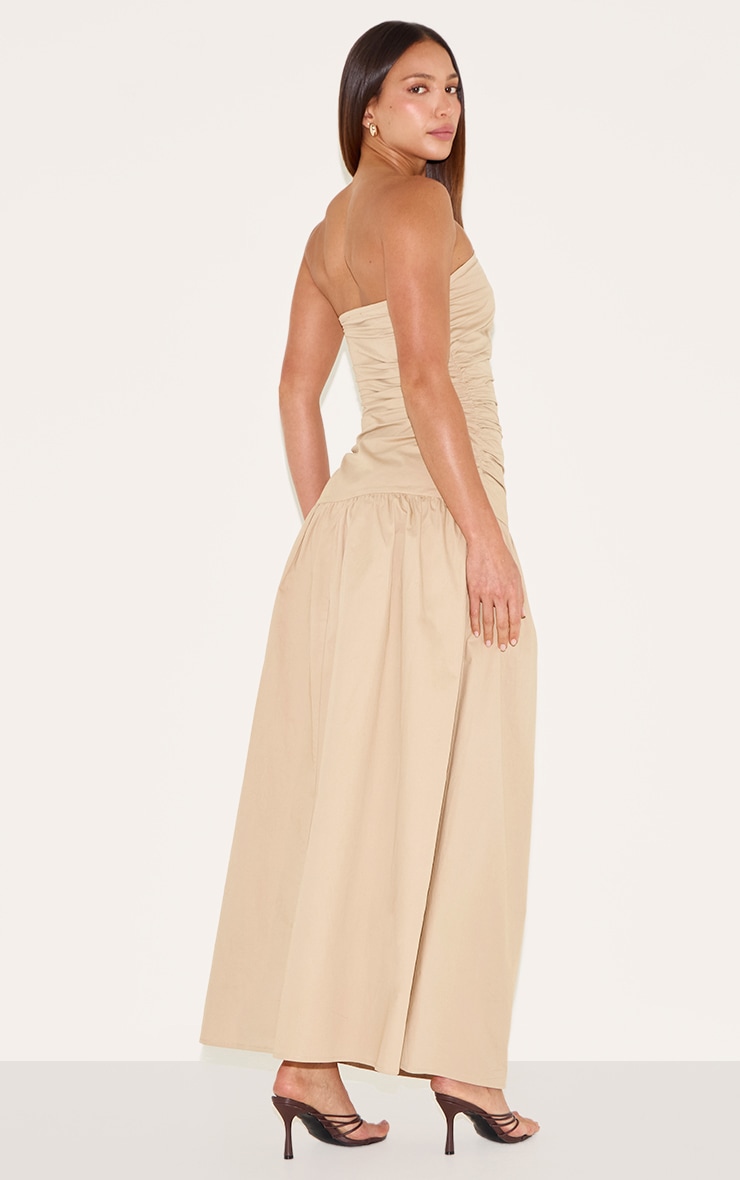 Tall Nude Bandeau Ruched Floaty Dress image 2