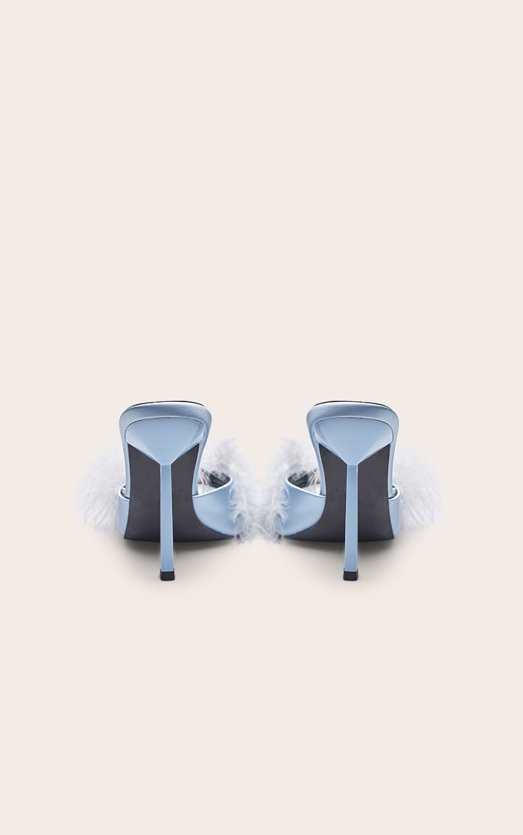 Baby Blue Feather Heeled Mule image 4