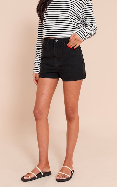 Tall Washed Black High Waisted Basic Shorts