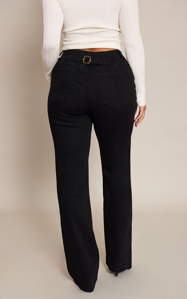 Shape black Stretch Denim High waisted Pintuck Adjustable Back Detail Jeans image 3