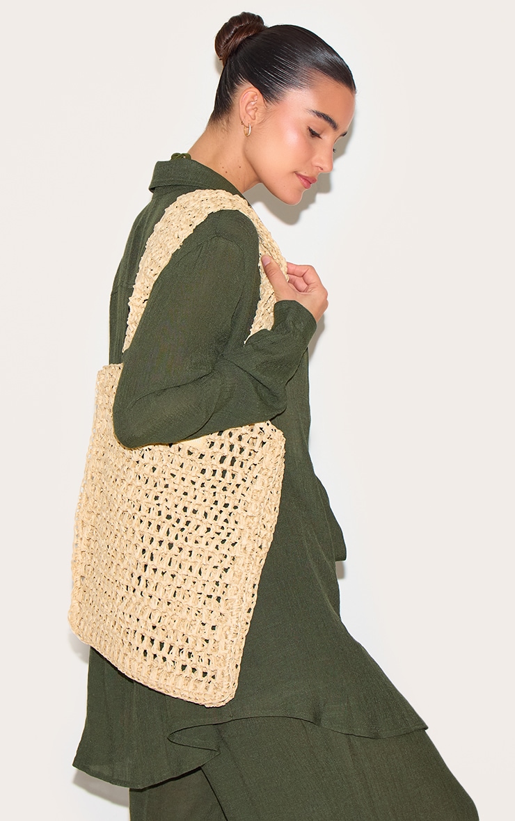 PRETTYLITTLETHING Natural Woven Straw Bag image 5