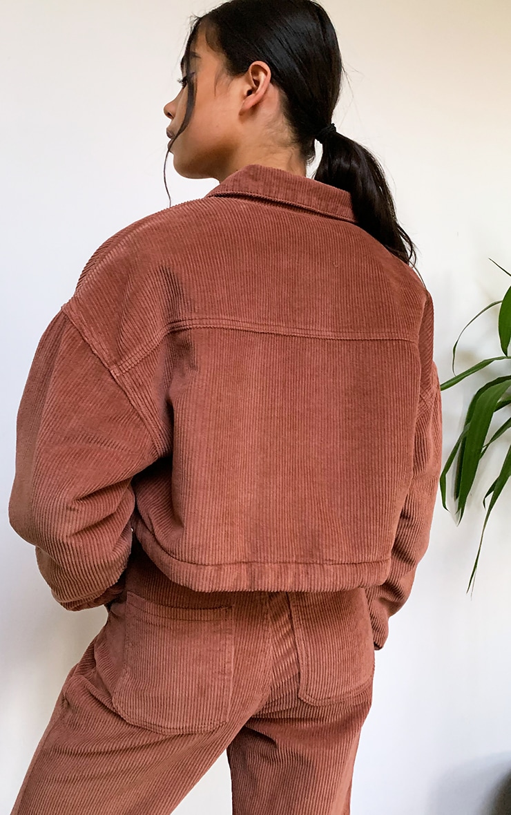 Rust Cord Lined Cropped Trucker Jacket PrettyLittleThing USA
