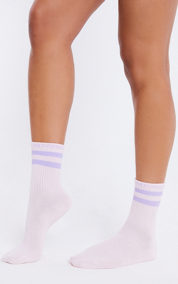 PRETTYLITTLETHING Pink And Lilac Striped Socks
