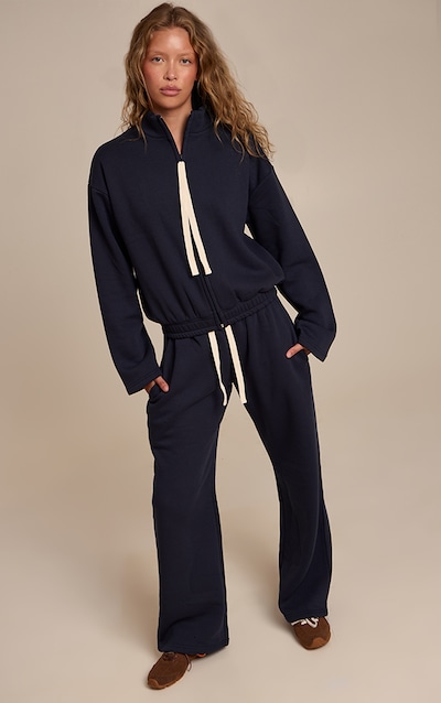 Navy Contrast Drawcord Track Pants