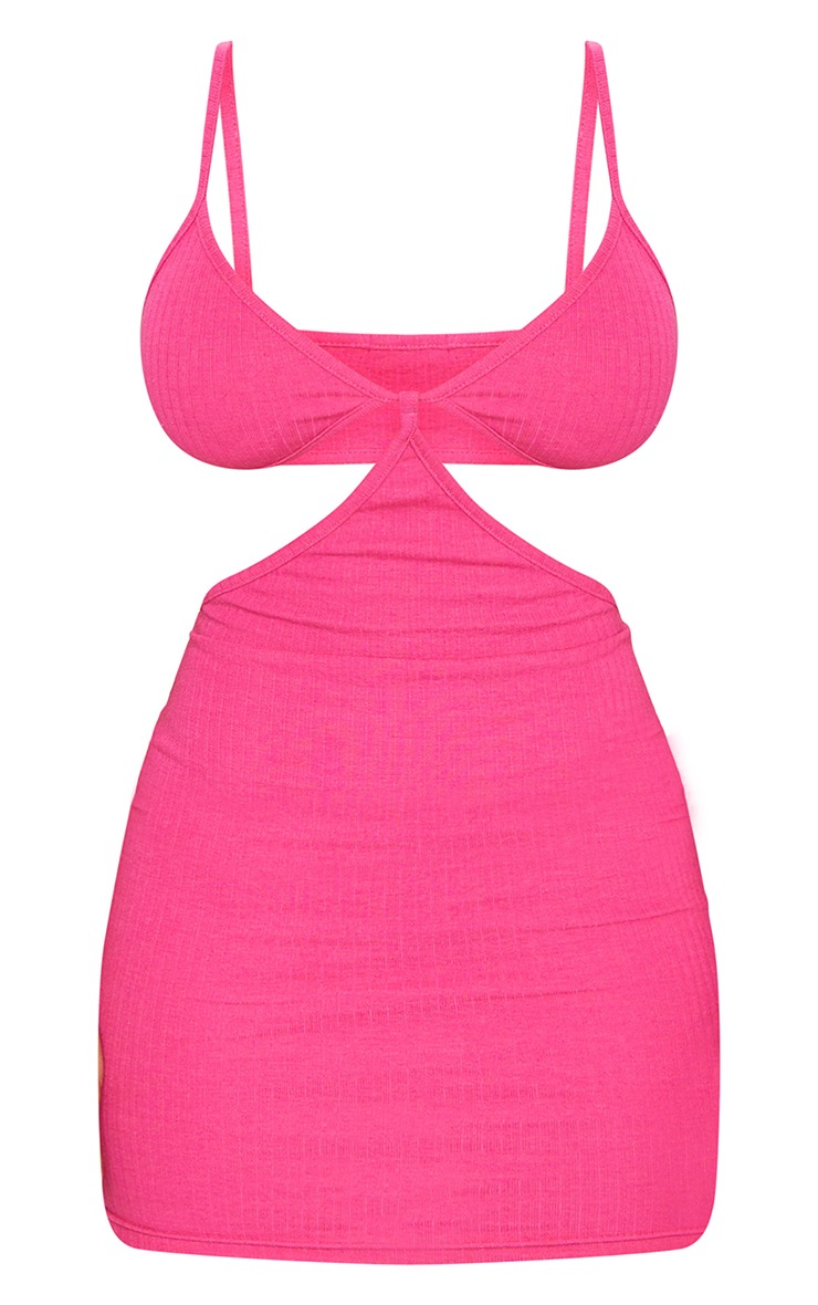 Shape Pink Thick Rib Strappy Cut Out Detail Bodycon Dress