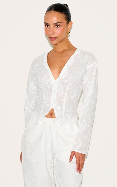 Petite Chemise blanche à broderie et boutons