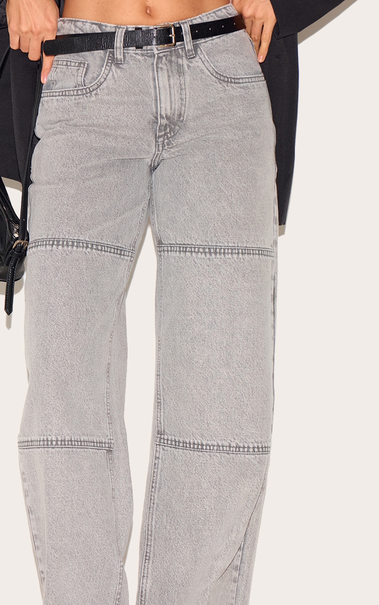 Vintage Grey Seam Detail Straight Leg Jeans image 4