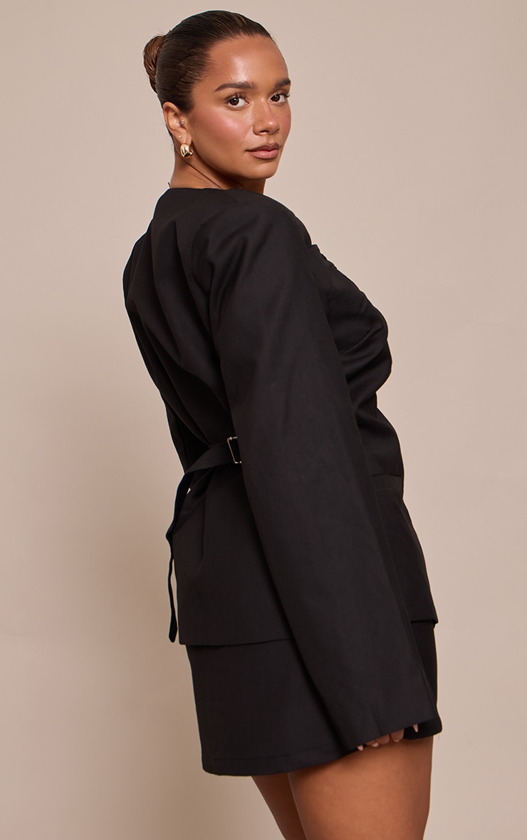 Shape Black Ruched Neckline Cinched Blazer image 2