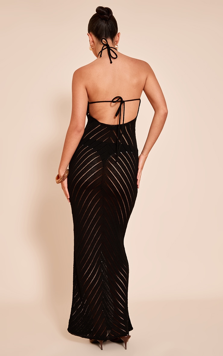 Black Chevron Knitted Maxi Dress image 2