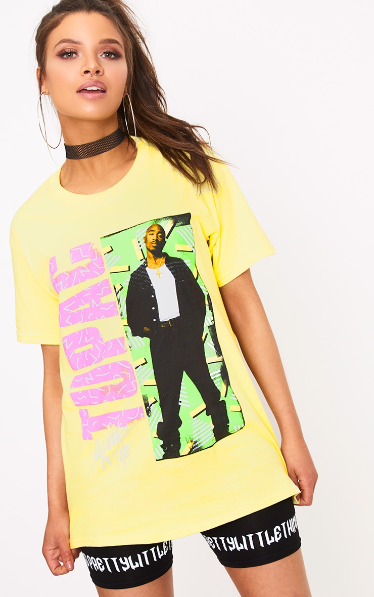 Iconic Tupac Yellow T Shirt | PrettyLittleThing USA