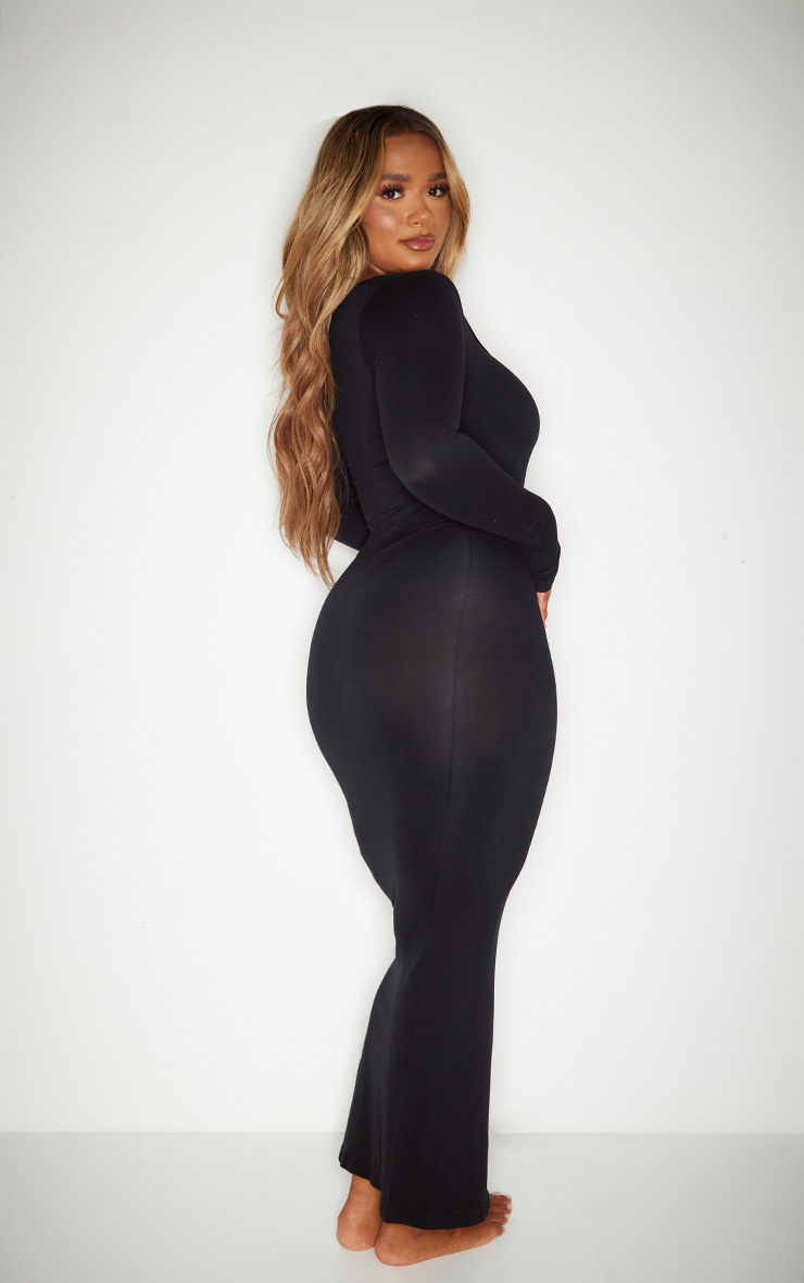 Shape Black Stretch Seamless Long Sleeve Maxi Dress image 2