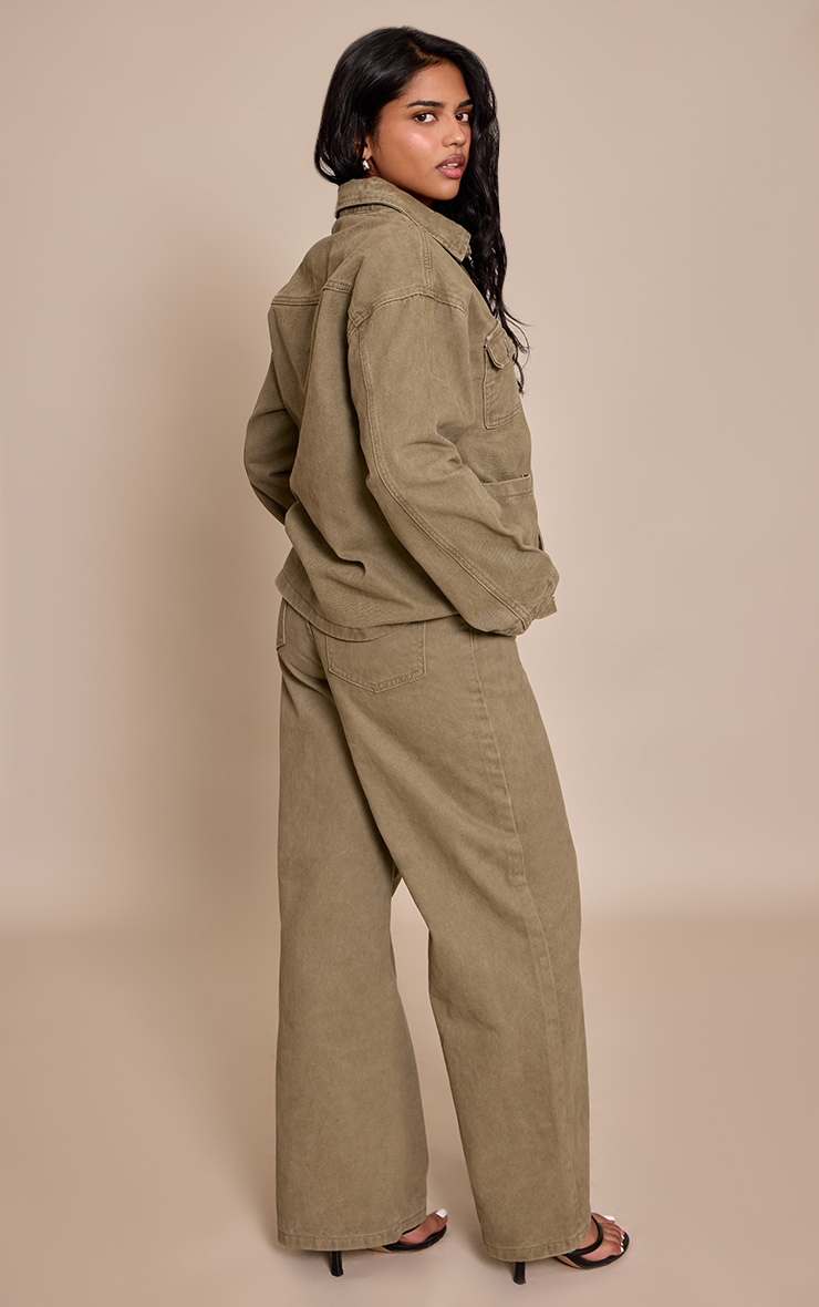 Petite Jean large kaki délavé image 3