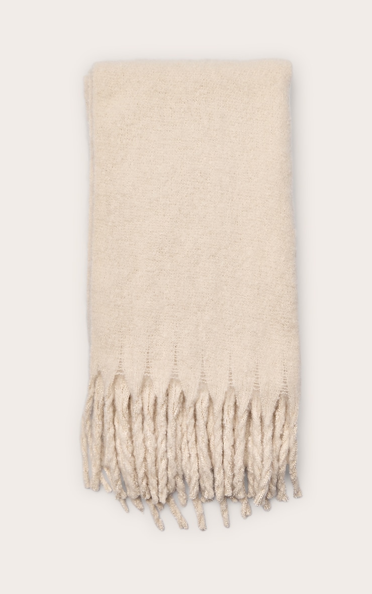 Cream Soft Blanket Tassel Scarf