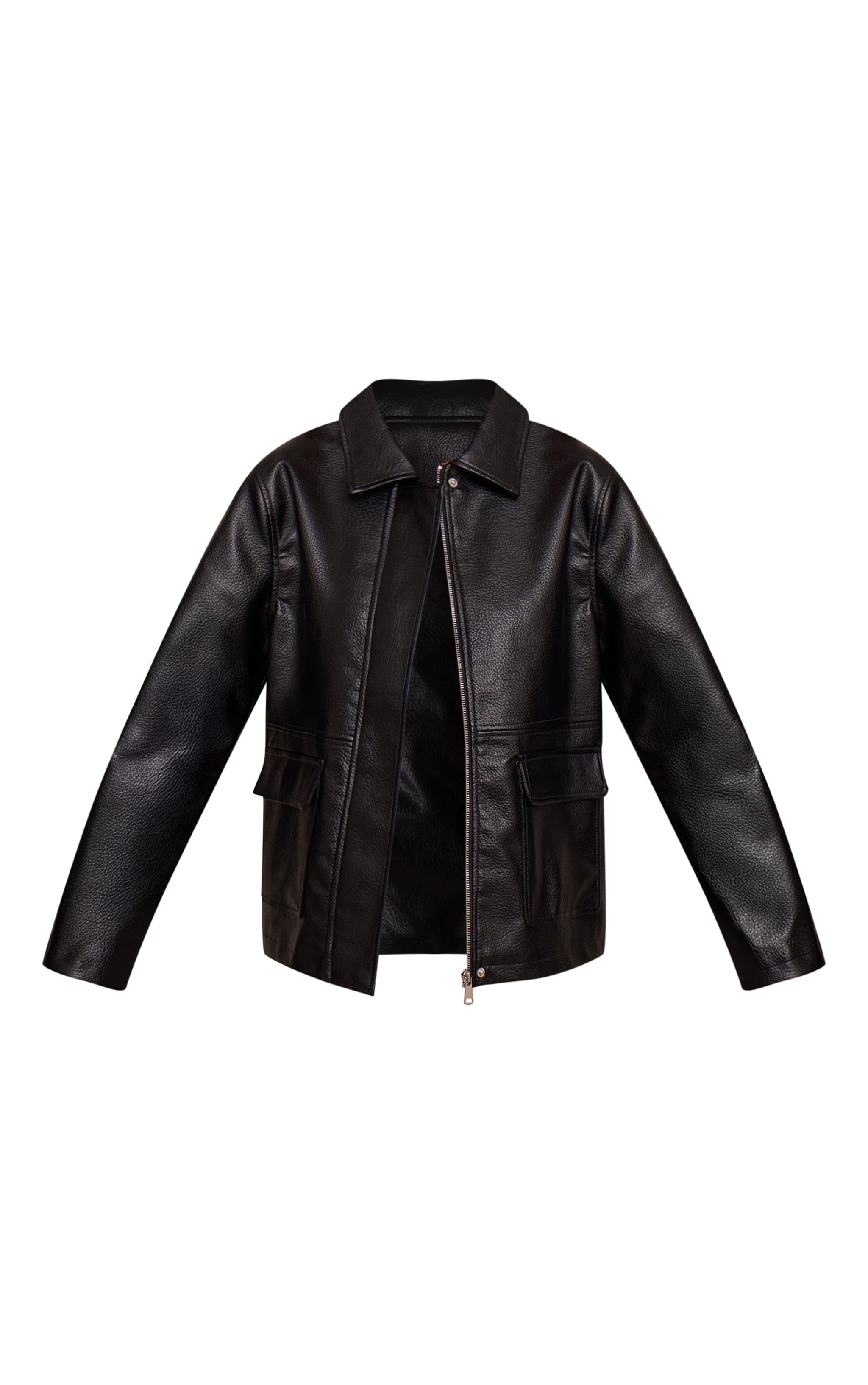 Black Faux Leather Oversized Jacket image 5