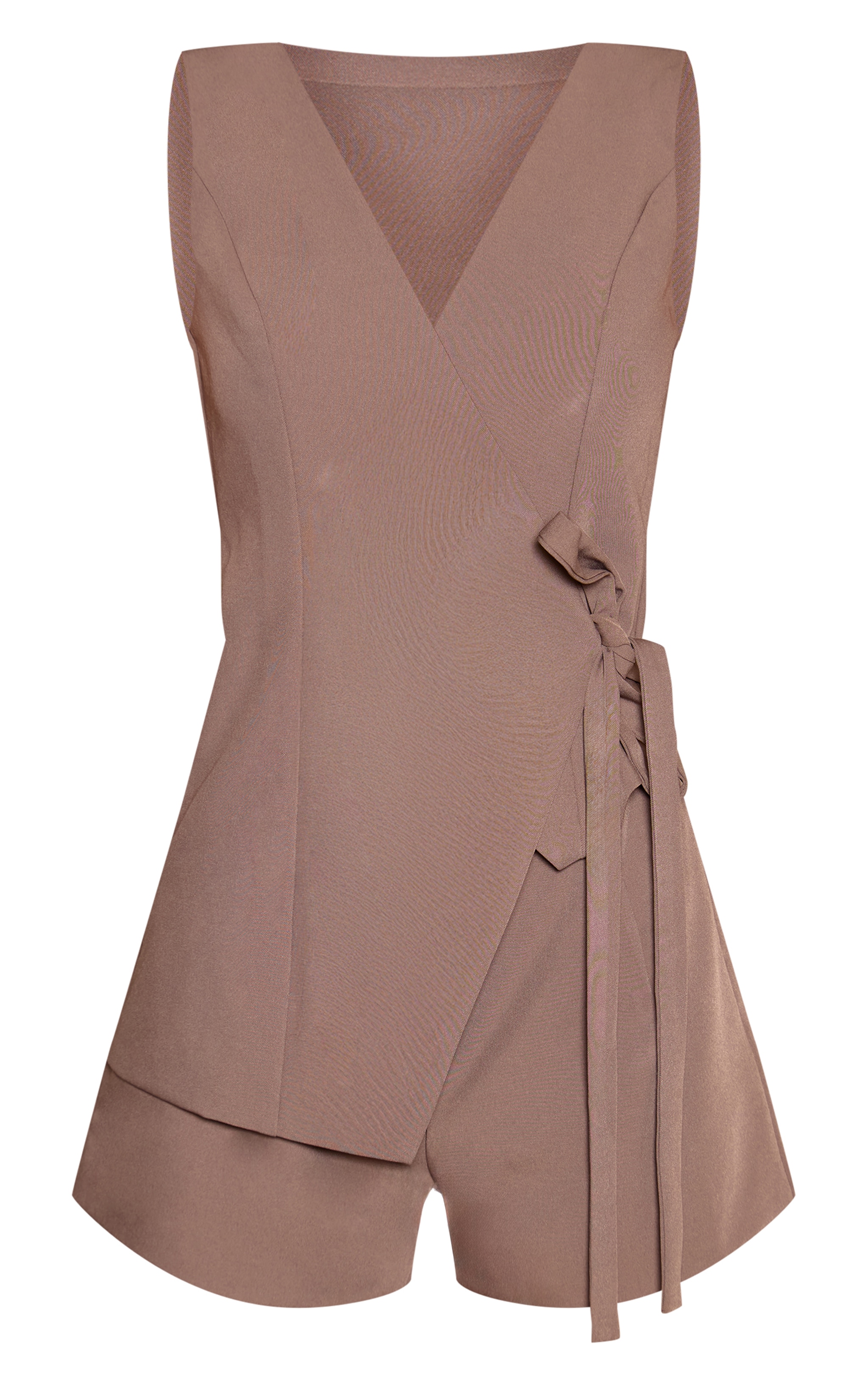 Mushroom Woven Wrap Detail Romper image 5