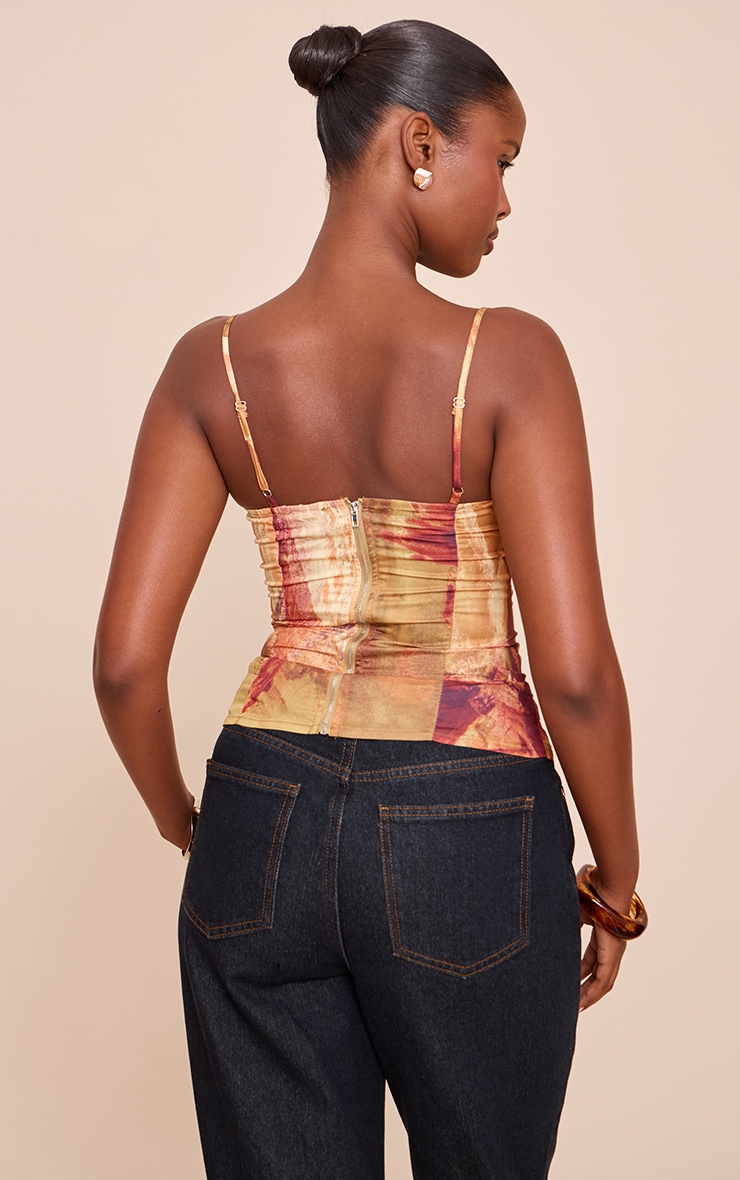 Olive Print Structured Corset Top image 2