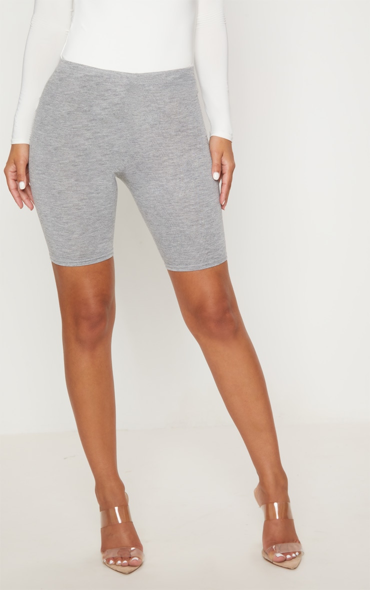 Petite Grey Marl Basic Cycle Shorts Petite PrettyLittleThing