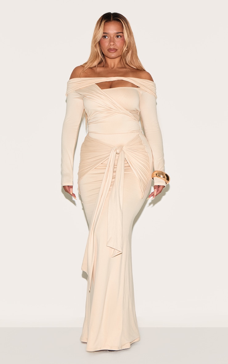 Shape Butter Cream Super Soft Wrap Drape Maxi Skirt image 1