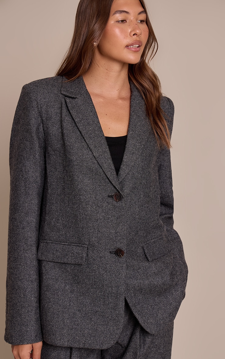 Blazer de tailleur gris anthracite à pieds de poule image 1