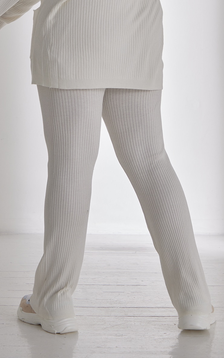 Plus Cream Rib Flared Pants image 3