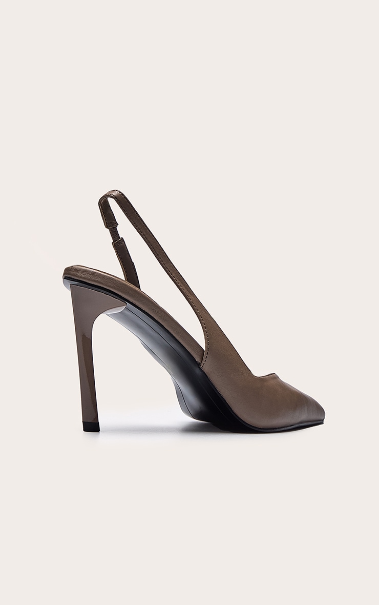 Mushroom Pu Slingback Heeled Court Shoe image 4