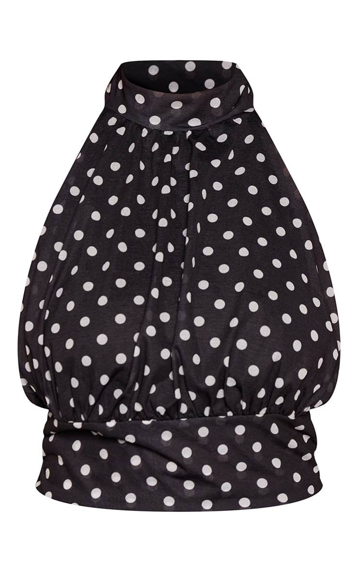 Shape Black And White Polka Dot Halterneck Top image 5