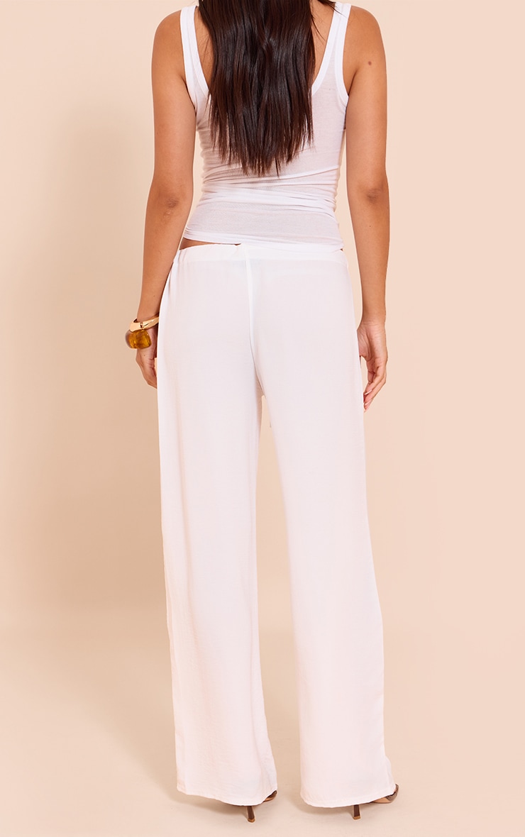 Cream Floaty Drawstring Thin Waistband Pants image 3