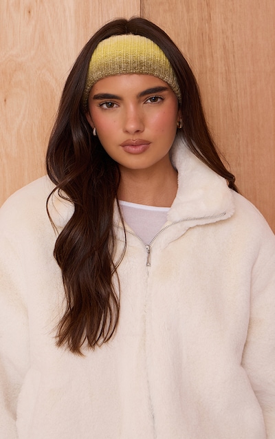 Bandeau ombré en maille tricot jaune et marron