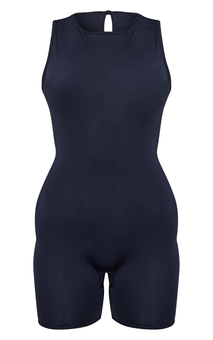 Black Sculpt Cut Out Detail Sleeveless Unitard image 1