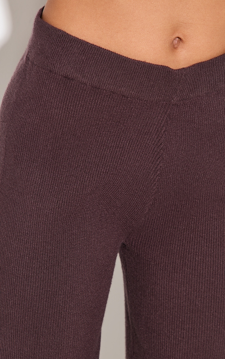 Chocolate Light Rib Knit Wide Leg Pants image 4