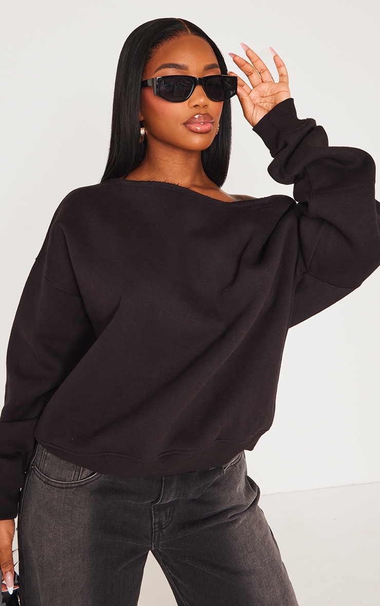 Shape Black Sweat Raw Edge Slouch Sweatshirt image 4