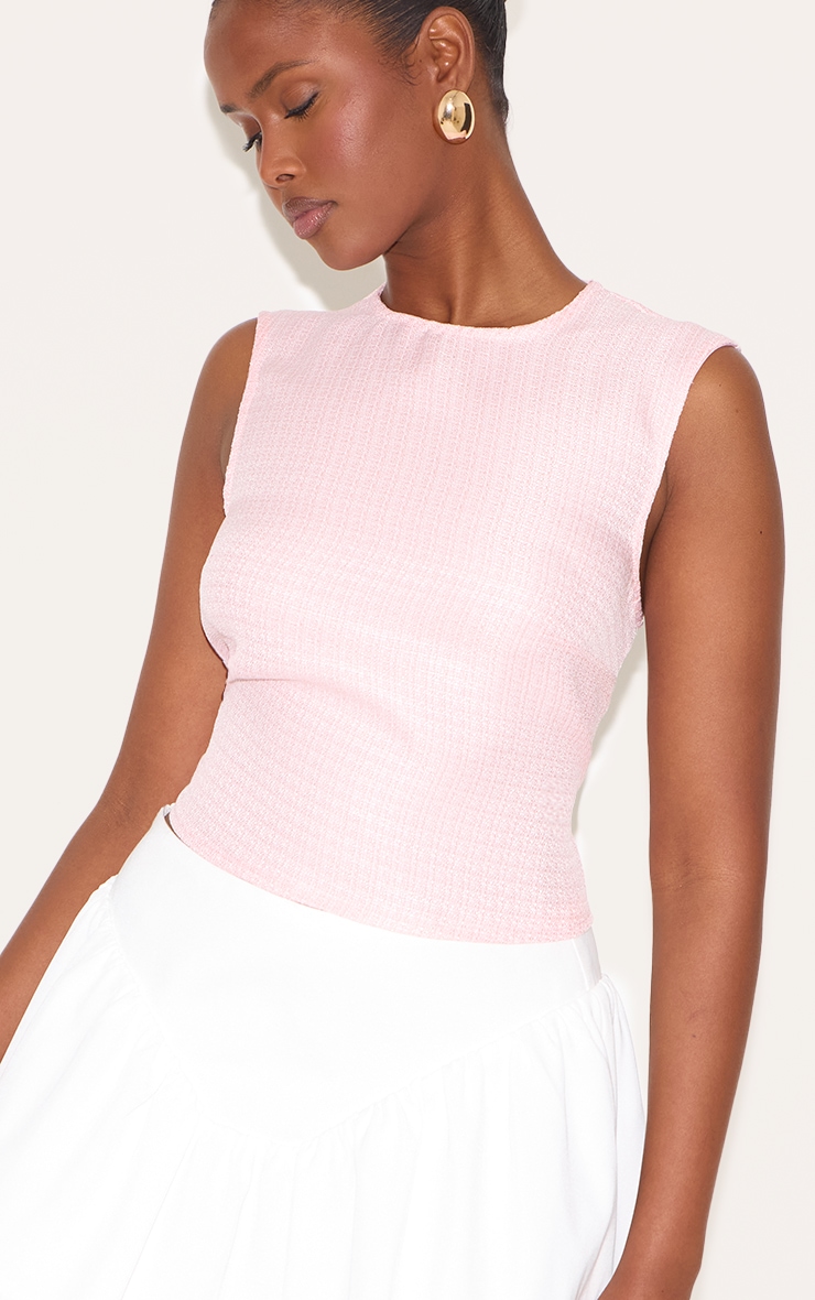 Top droit long bouclé rose image 4