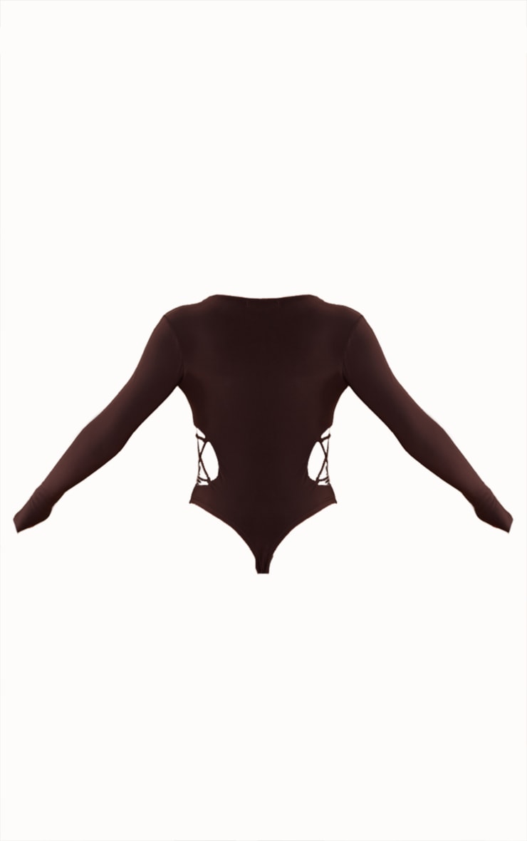 Chocolate Slinky Multi Lace Up Bodysuit image 6