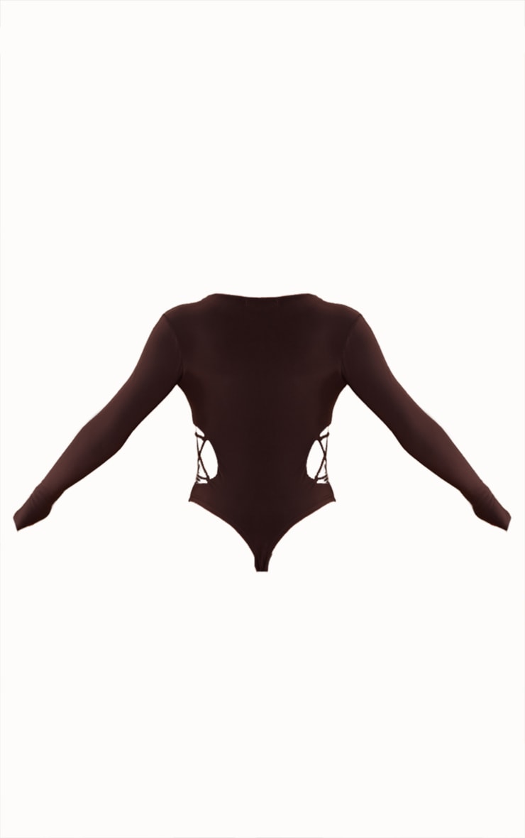  Chocolate Slinky Multi Lace Up Bodysuit image 6