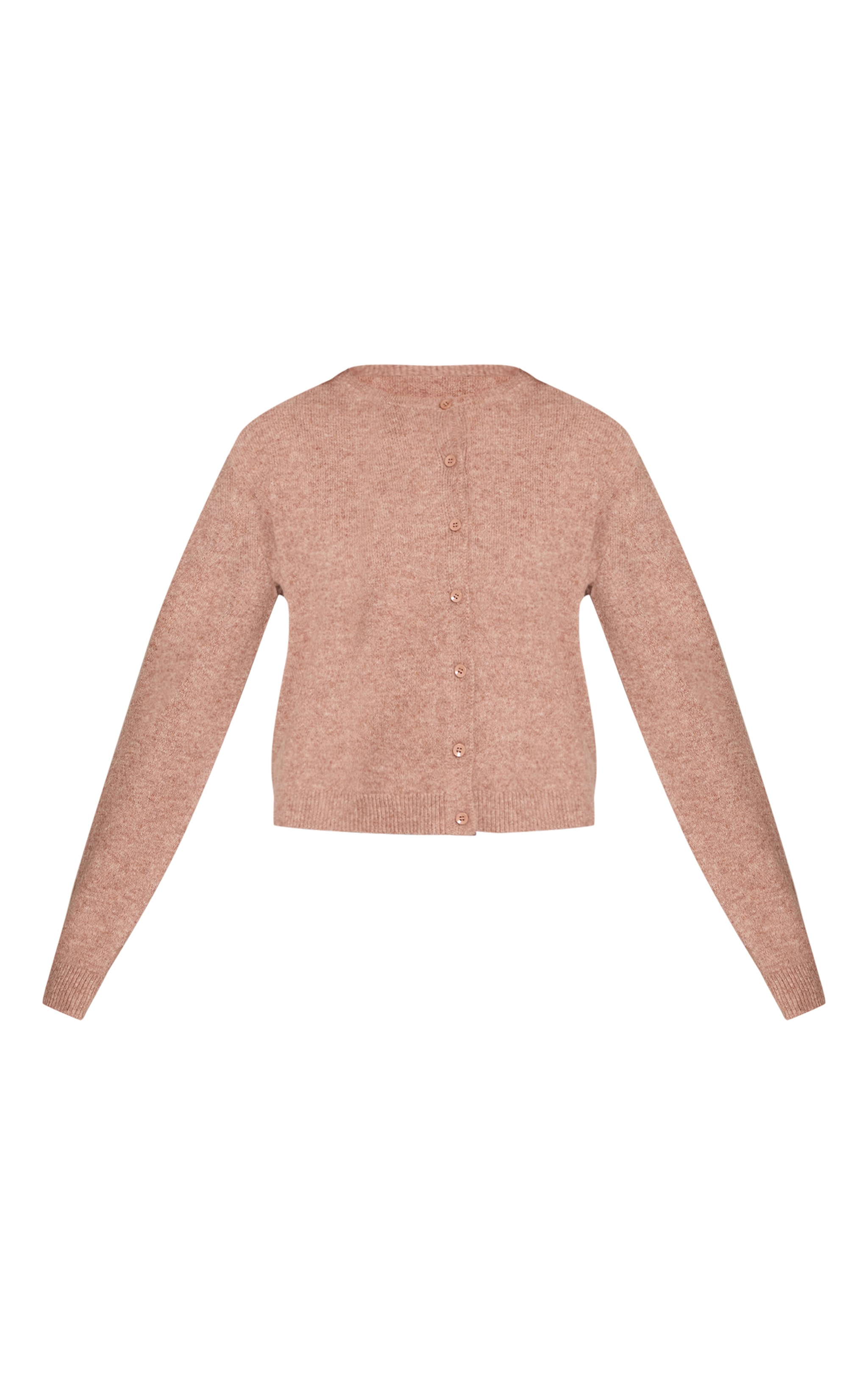 Camel Crew Neck Knit Cardigan image 5