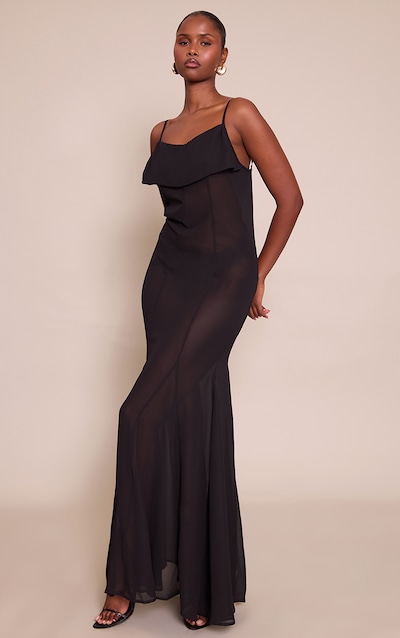 Robe longue noire transparente