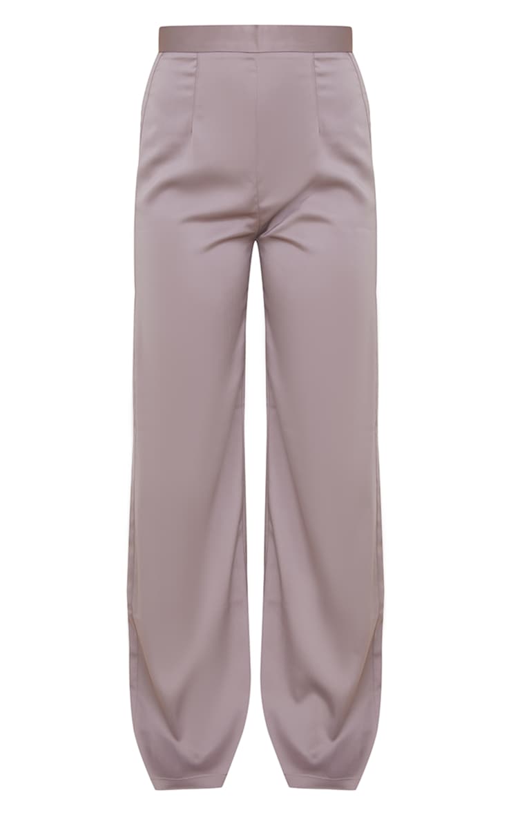 Moss Grey Satin Wide Leg Trousers image 5