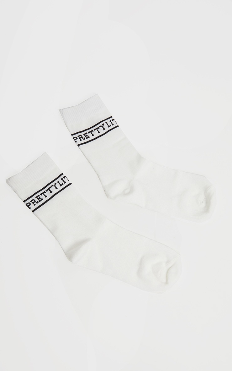 PRETTYLITTLETHING Logo White Ankle Socks
