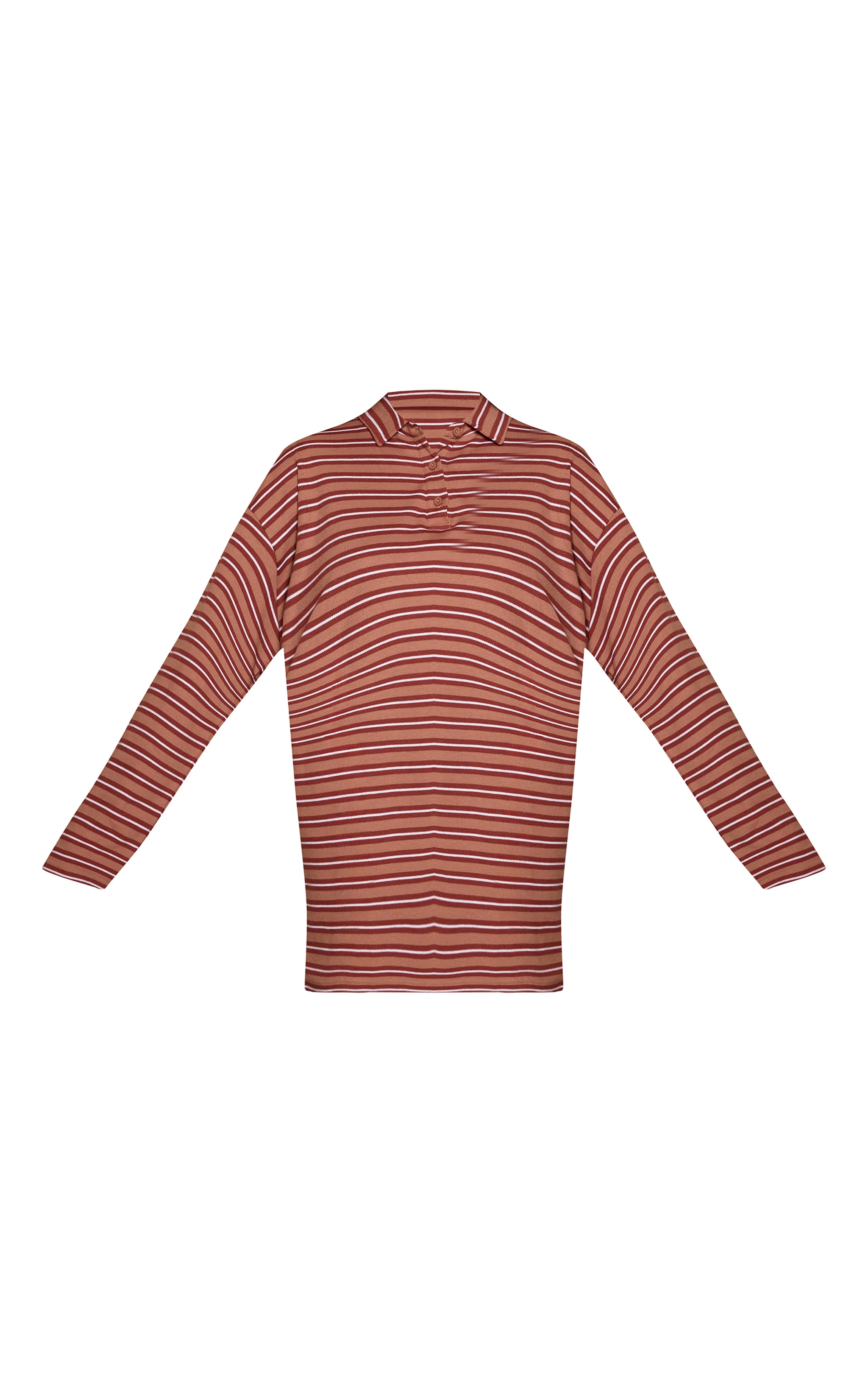 Neutral Stripe Collar Long Sleeve Shift Dress image 5