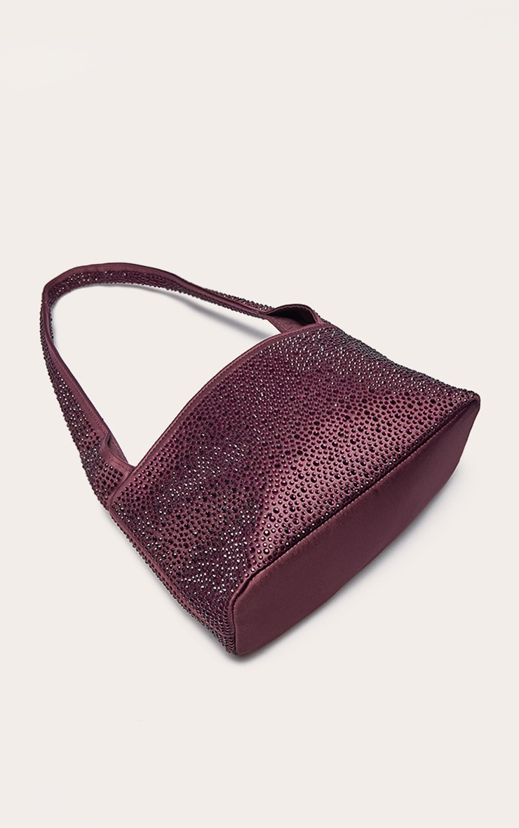 Plum Hot Fix Satin Shoulder Bag image 4