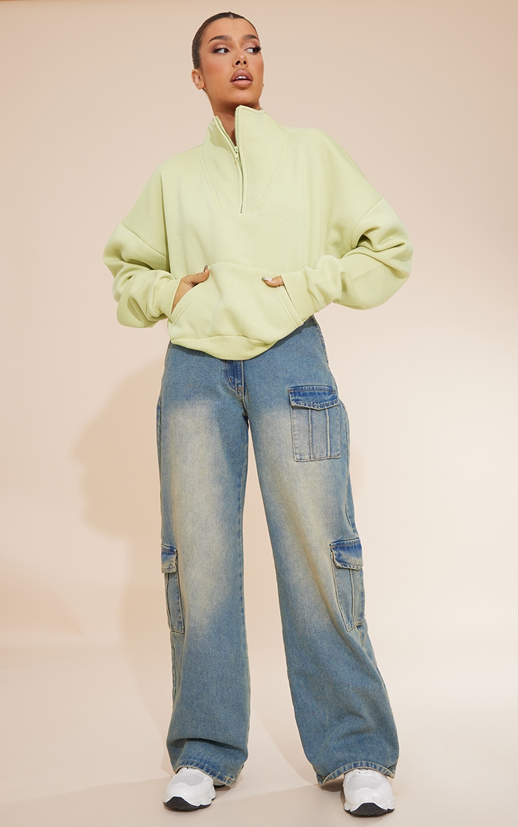 Sage Panel Pocket Detail Funnel Neck Sweater image 3