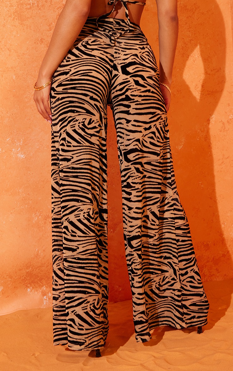 Cream Zebra Devore Extreme Wide Leg Pants image 3