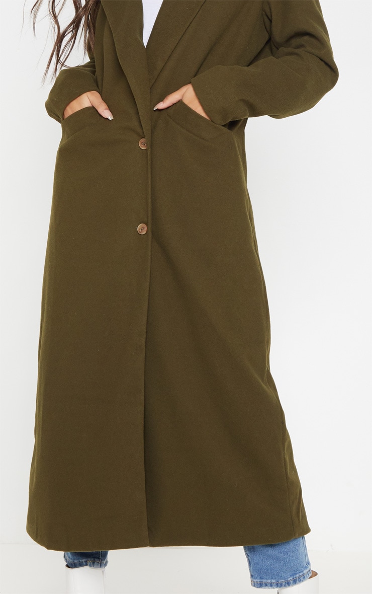 Khaki Longline Double Breasted Coat image 5