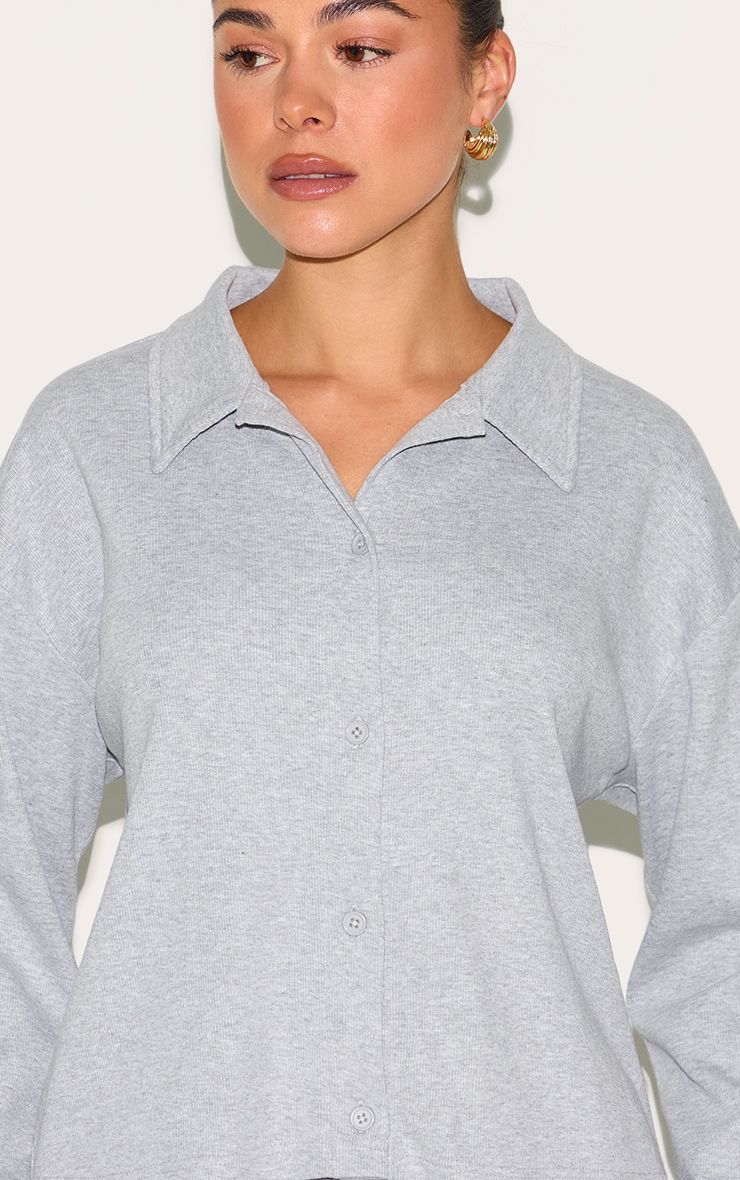 Grey Marl Cropped Boxy Collared Sweat image 4