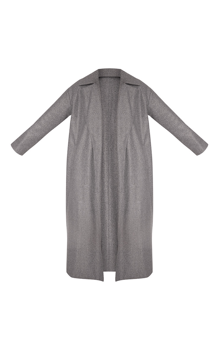 Grey Wool Look Oversized Drop Shoulder Coat image 4