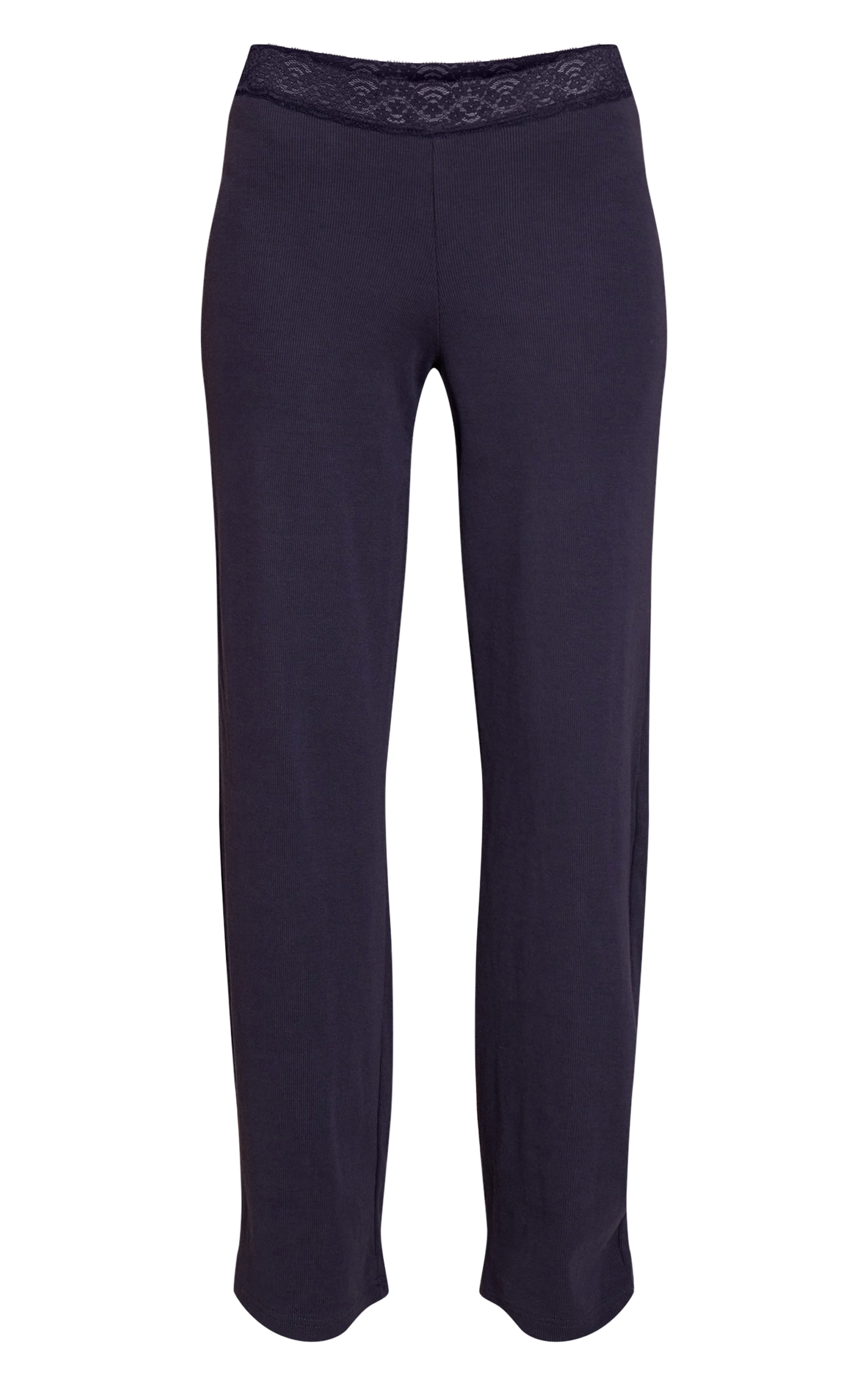 Navy Lace Trim Wide Leg Pant image 5