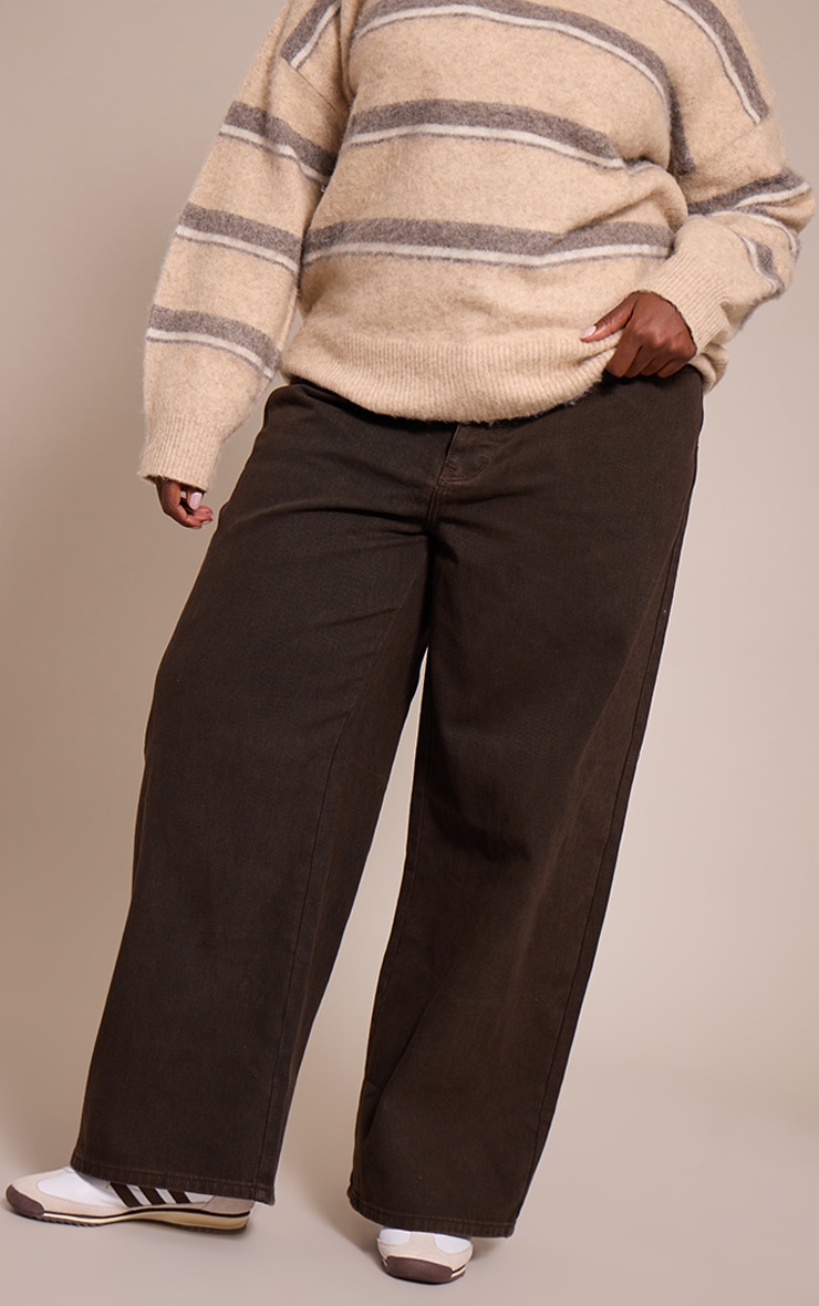 Plus Dark Chocolate  Straight Leg Dip Front Jeans image 2