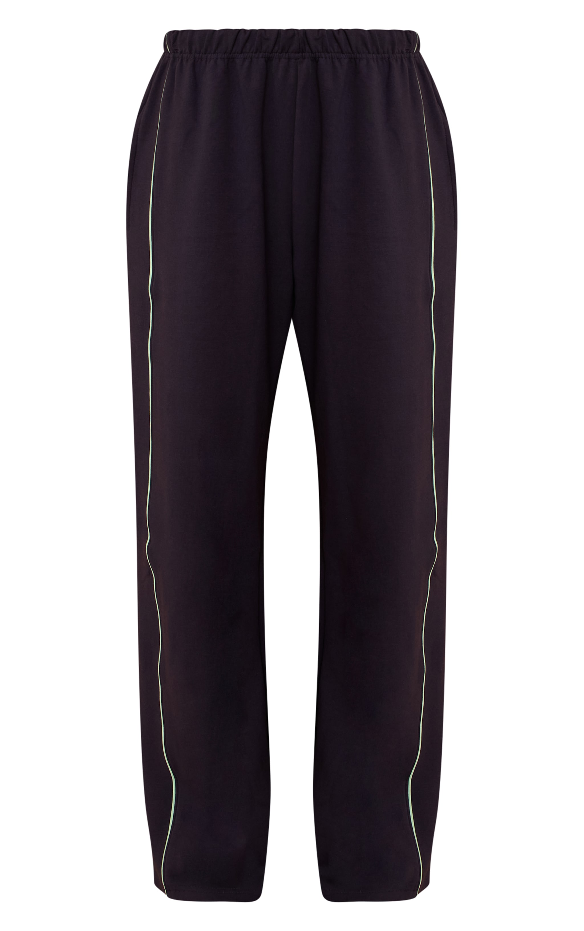 Navy Interlock Contrast Piping Wide Leg Sweatpants image 5