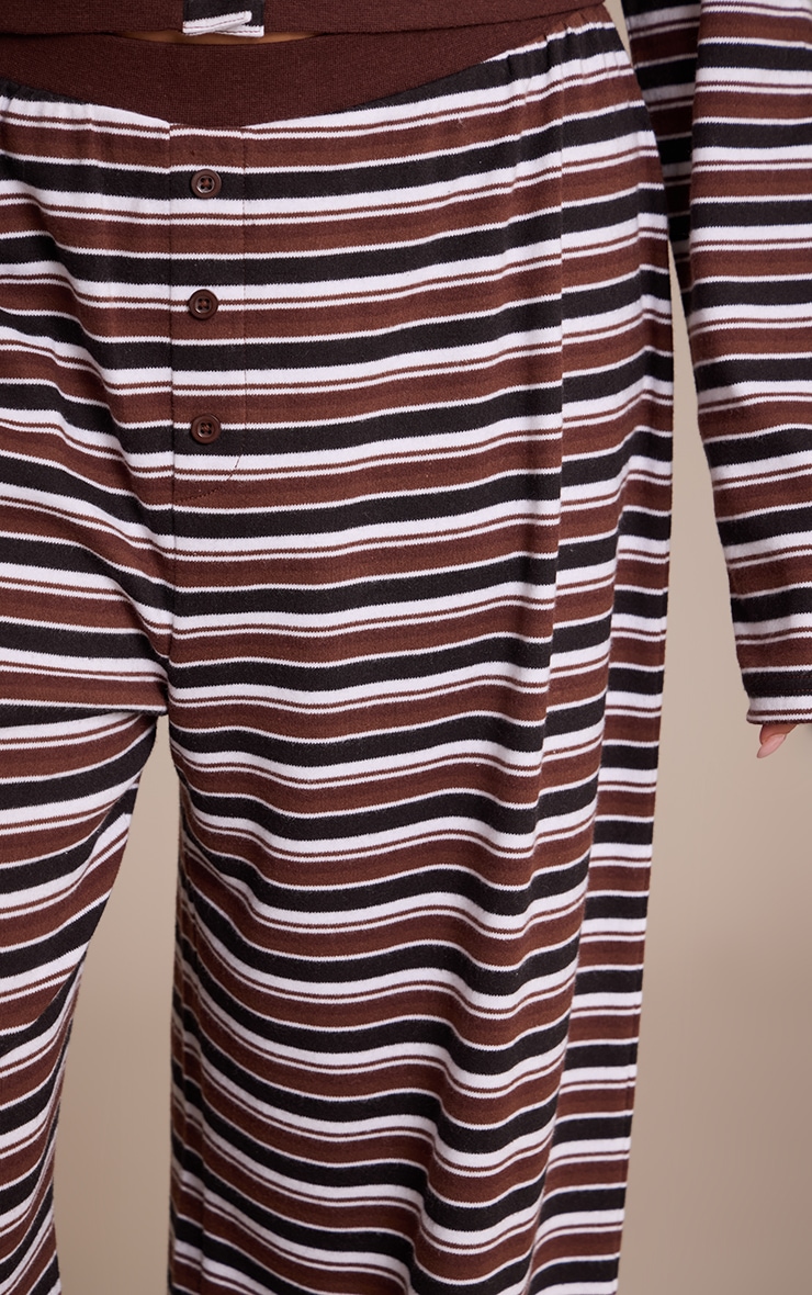 Plus Striped Chocolate Super Soft Wide Leg Trouser image 4