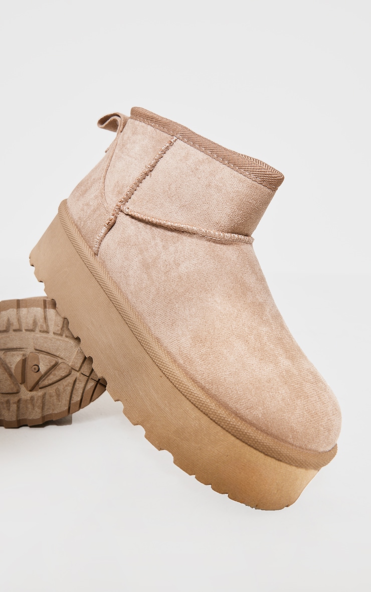 Mushroom Faux Suede Round Toe Platform Ankle Boots image 4